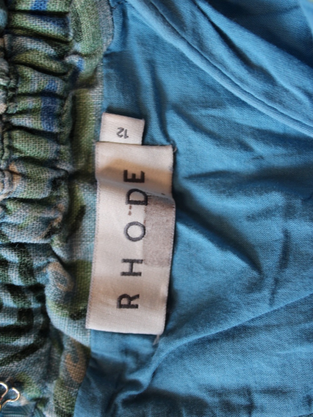 RHODE Teal and Green Strapless Ruffle Midi Dress Size 12 - Picture 10 of 16